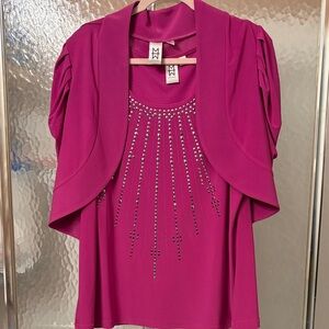 Marc Bouwer Fuchsia Embellished Women’s Top with Bolero